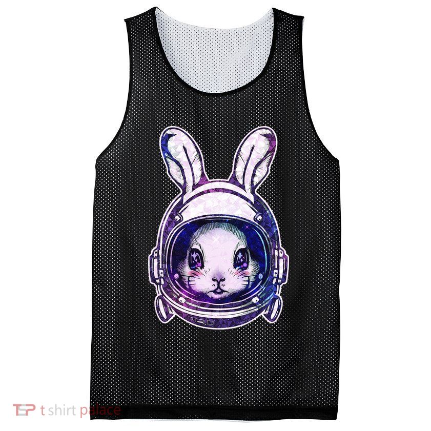 Cute Space Astronaut Bunny Rabbit Mesh Reversible Basketball Jersey Tank