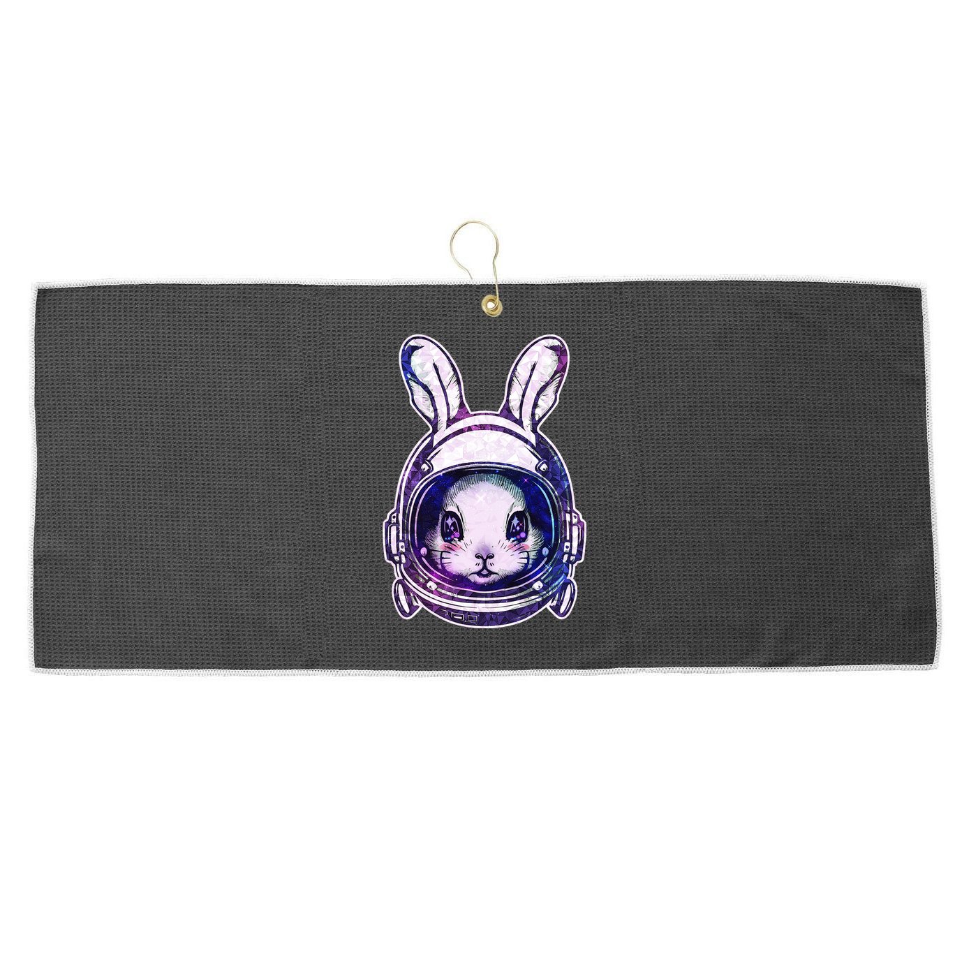 Cute Space Astronaut Bunny Rabbit Large Microfiber Waffle Golf Towel
