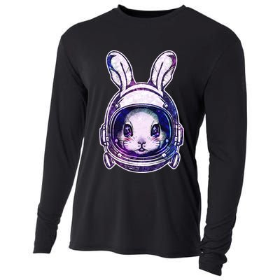 Cute Space Astronaut Bunny Rabbit Cooling Performance Long Sleeve Crew