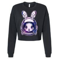 Cute Space Astronaut Bunny Rabbit Cropped Pullover Crew
