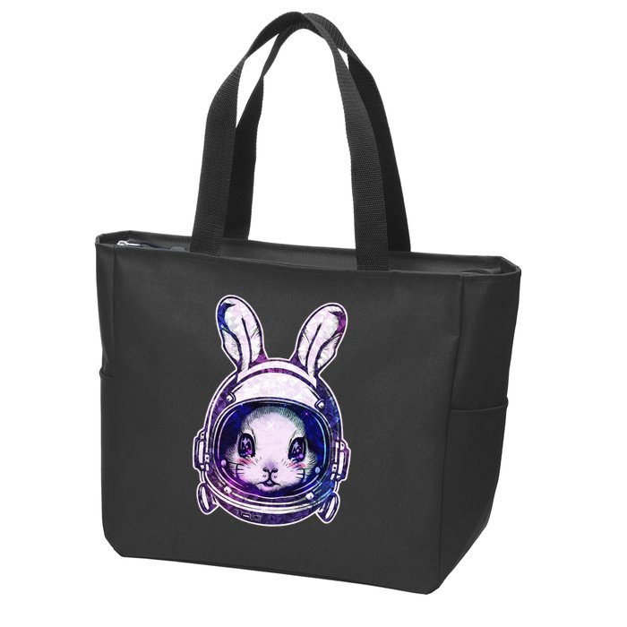 Cute Space Astronaut Bunny Rabbit Zip Tote Bag