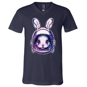 Cute Space Astronaut Bunny Rabbit V-Neck T-Shirt