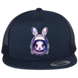 Cute Space Astronaut Bunny Rabbit Flat Bill Trucker Hat