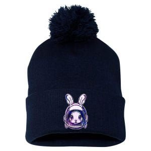 Cute Space Astronaut Bunny Rabbit Pom Pom 12in Knit Beanie