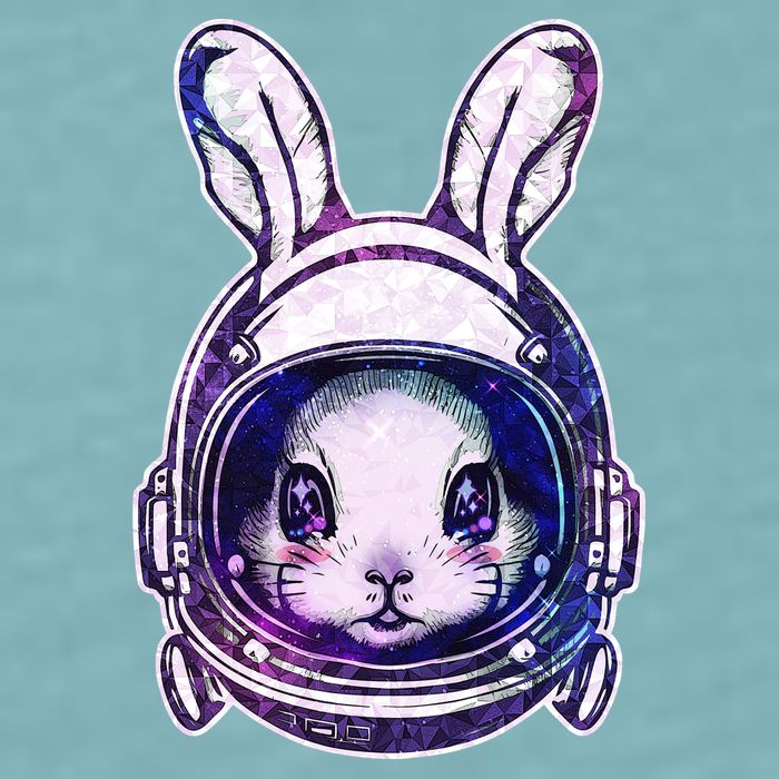 Cute Space Astronaut Bunny Rabbit Sueded Cloud Jersey T-Shirt