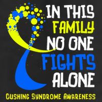 Cushing Syndrome Awareness Blue Yellow Ribbon Family Fighter 7 Panel Mesh Trucker Snapback Hat