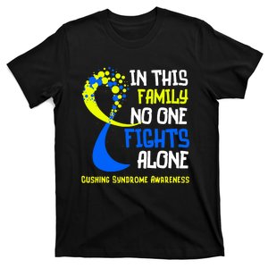 Cushing Syndrome Awareness Blue Yellow Ribbon Family Fighter T-Shirt