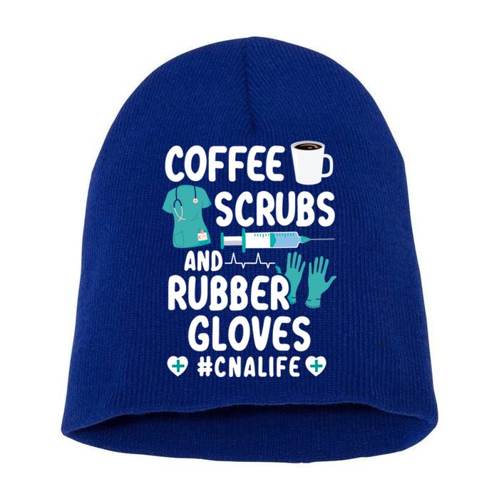 Coffee Scrubs And Rubber Gloves Cna Life Nursing Assistant Gift Short Acrylic Beanie