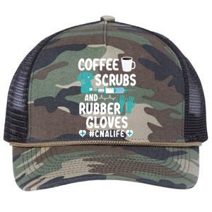 Coffee Scrubs And Rubber Gloves Cna Life Nursing Assistant Gift Retro Rope Trucker Hat Cap