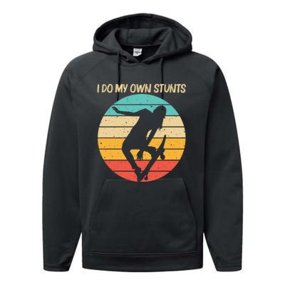 Cute Skateboarding Art For Skateboard Skateboarder Performance Fleece Hoodie