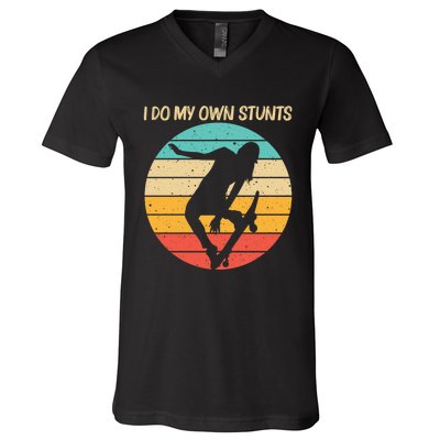 Cute Skateboarding Art For Skateboard Skateboarder V-Neck T-Shirt