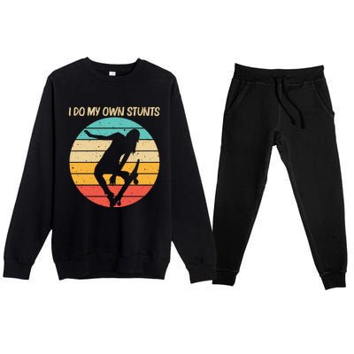 Cute Skateboarding Art For Skateboard Skateboarder Premium Crewneck Sweatsuit Set