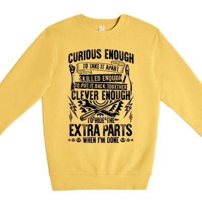 Curious Skilled And Clever Gift Funny Car Auto Truck Mechanic Meaningful Gift Premium Crewneck Sweatshirt