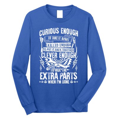 Curious Skilled And Clever Gift Funny Car Auto Truck Mechanic Meaningful Gift Long Sleeve Shirt