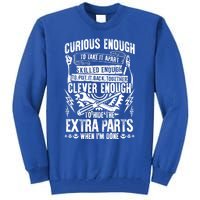 Curious Skilled And Clever Gift Funny Car Auto Truck Mechanic Meaningful Gift Tall Sweatshirt