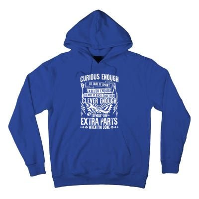 Curious Skilled And Clever Gift Funny Car Auto Truck Mechanic Meaningful Gift Tall Hoodie