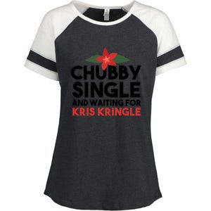 Chubby Single And Waiting For Kris Kringle Christmas Enza Ladies Jersey Colorblock Tee