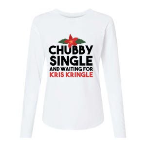 Chubby Single And Waiting For Kris Kringle Christmas Womens Cotton Relaxed Long Sleeve T-Shirt