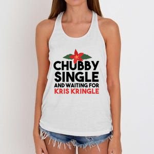 Chubby Single And Waiting For Kris Kringle Christmas Women's Knotted Racerback Tank