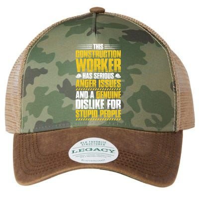 Construction Site Anger Issues Construction Worker Gift Legacy Tie Dye Trucker Hat