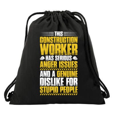 Construction Site Anger Issues Construction Worker Gift Drawstring Bag