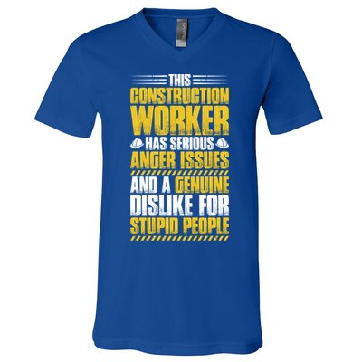 Construction Site Anger Issues Construction Worker Gift V-Neck T-Shirt