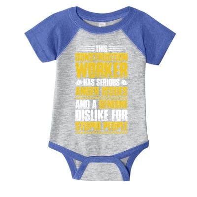 Construction Site Anger Issues Construction Worker Gift Infant Baby Jersey Bodysuit