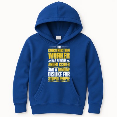 Construction Site Anger Issues Construction Worker Gift Kids Hoodie
