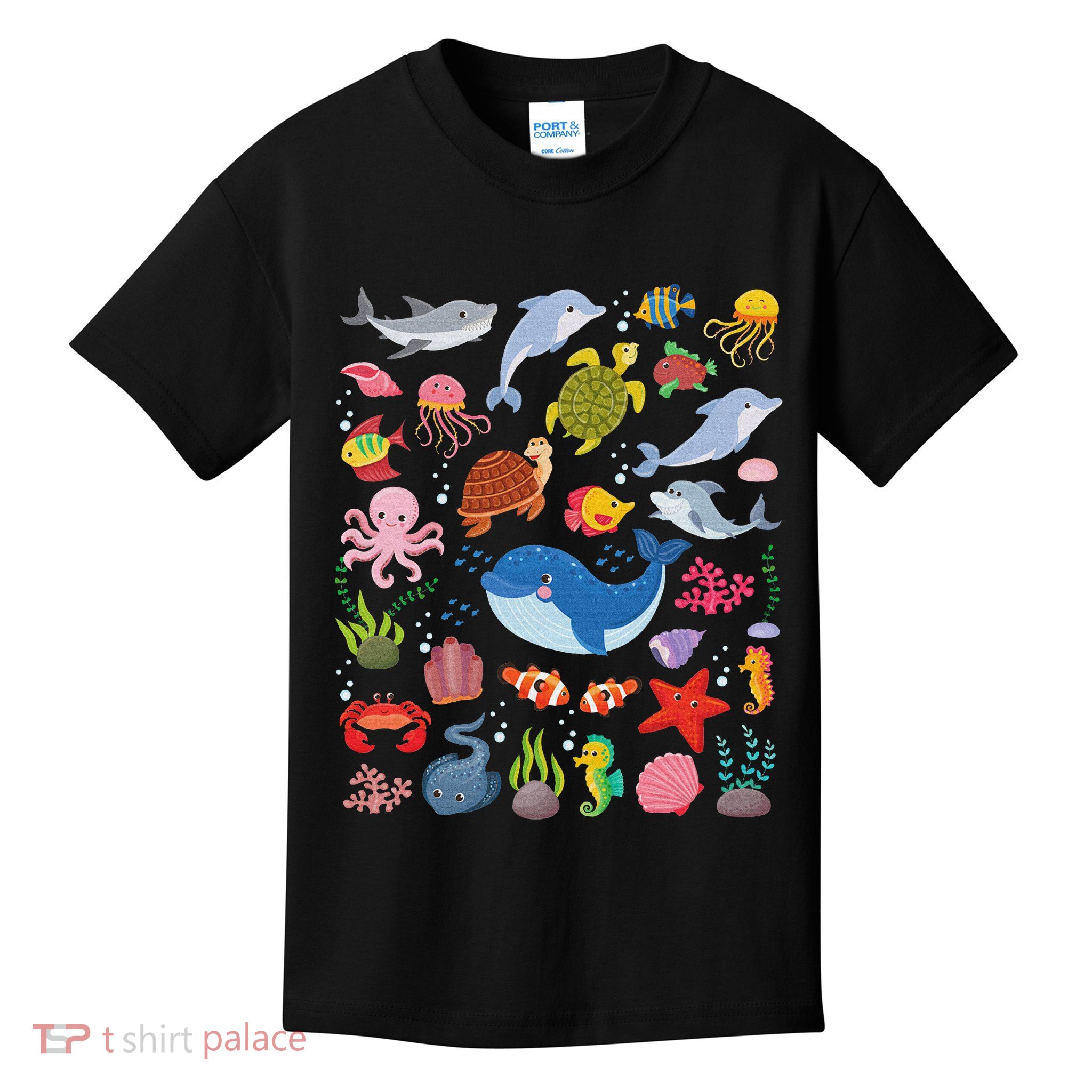 Cute Sea Animals Children Ocean Creatures Clownfish Kids T-Shirt