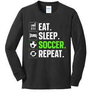 Cool Soccer Art Team Sport Soccer Player Kids Long Sleeve Shirt