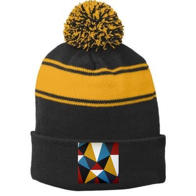 Cool Shape Abstract Singleton Iterator Stripe Pom Pom Beanie