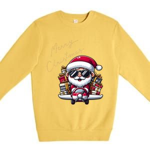 Cool Santa And Plane Funny Merry Christmas Old Xmas Great Gift Premium Crewneck Sweatshirt