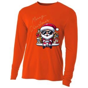 Cool Santa And Plane Funny Merry Christmas Old Xmas Great Gift Cooling Performance Long Sleeve Crew