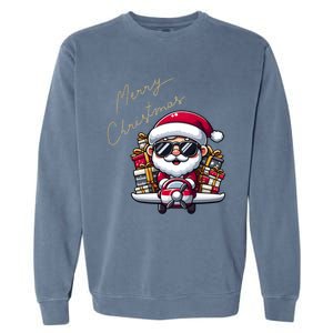 Cool Santa And Plane Funny Merry Christmas Old Xmas Great Gift Garment-Dyed Sweatshirt