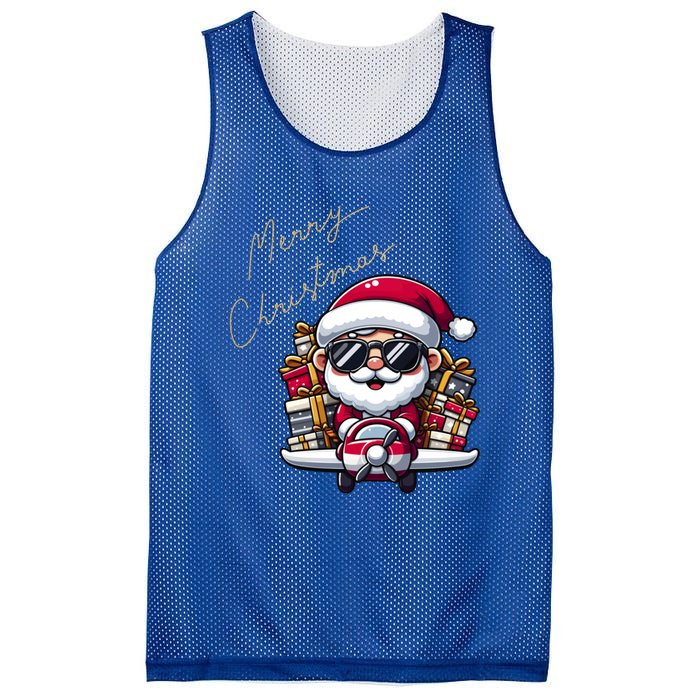 Cool Santa And Plane Funny Merry Christmas Old Xmas Great Gift Mesh Reversible Basketball Jersey Tank