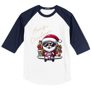 Cool Santa And Plane Funny Merry Christmas Old Xmas Great Gift Baseball Sleeve Shirt