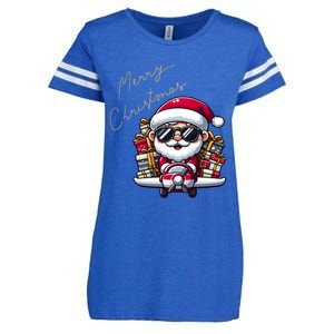 Cool Santa And Plane Funny Merry Christmas Old Xmas Great Gift Enza Ladies Jersey Football T-Shirt