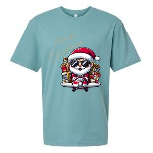 Cool Santa And Plane Funny Merry Christmas Old Xmas Great Gift Sueded Cloud Jersey T-Shirt