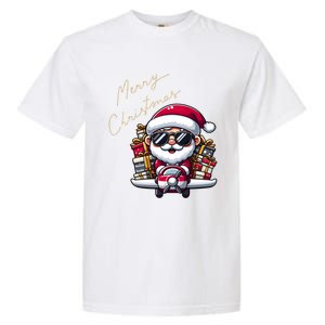 Cool Santa And Plane Funny Merry Christmas Old Xmas Great Gift Garment-Dyed Heavyweight T-Shirt