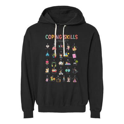 Coping Skills Alphabet School Counselor Psychologist Social Garment-Dyed Fleece Hoodie