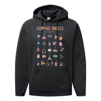 Coping Skills Alphabet School Counselor Psychologist Social Performance Fleece Hoodie