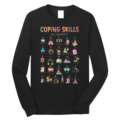 Coping Skills Alphabet School Counselor Psychologist Social Long Sleeve Shirt