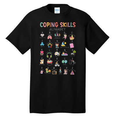 Coping Skills Alphabet School Counselor Psychologist Social Tall T-Shirt