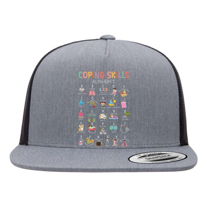 Coping Skills Alphabet School Counselor Psychologist Social Flat Bill Trucker Hat