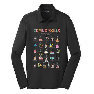 Coping Skills Alphabet School Counselor Psychologist Social Silk Touch Performance Long Sleeve Polo