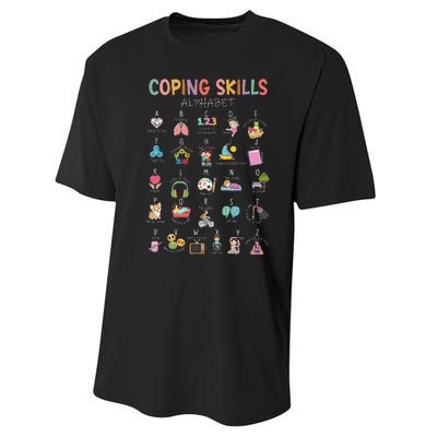 Coping Skills Alphabet School Counselor Psychologist Social Performance Sprint T-Shirt