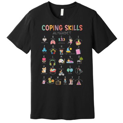 Coping Skills Alphabet School Counselor Psychologist Social Premium T-Shirt