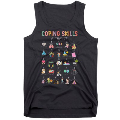 Coping Skills Alphabet School Counselor Psychologist Social Tank Top