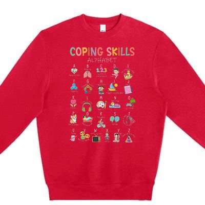 Coping Skills Alphabet School Counselor Psychologist Social Premium Crewneck Sweatshirt