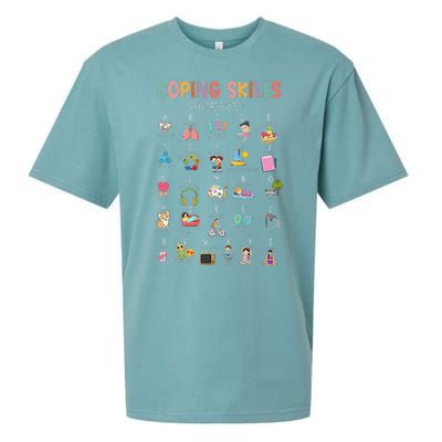 Coping Skills Alphabet School Counselor Psychologist Social Sueded Cloud Jersey T-Shirt